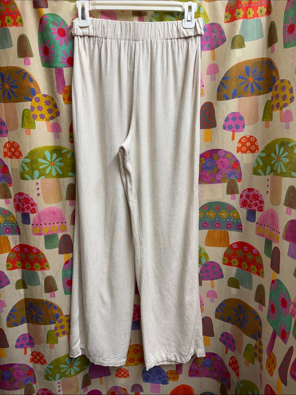 SHEIN Cream Linen Blend Wide Leg Pants. Small
